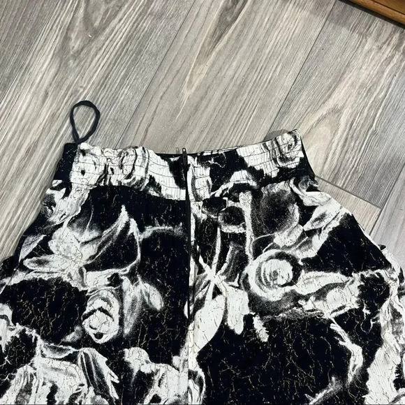 Vtg black and white floral women palazzo Wide leg pants - Picture 8 of 10